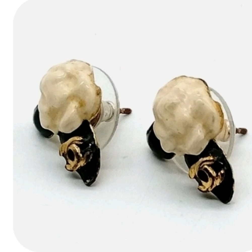 Chanel Gold and Cream Floral Earrings